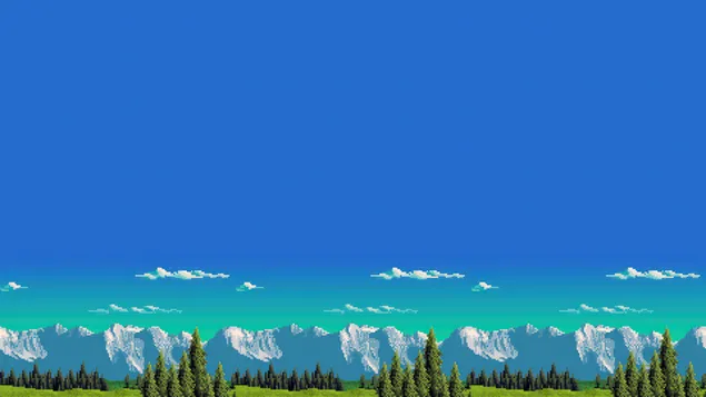 هنر پیکسل آسمان آبی کاغذدیواری  4K