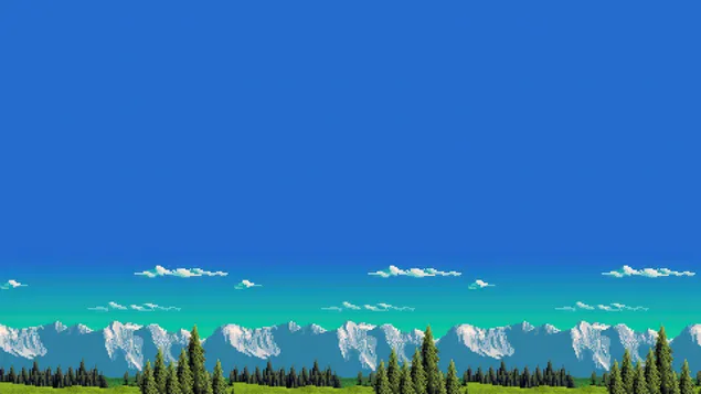 青空の風景ピクセルアート 4K 壁紙