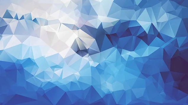 Blue, teal, and white geometric artwork triangles