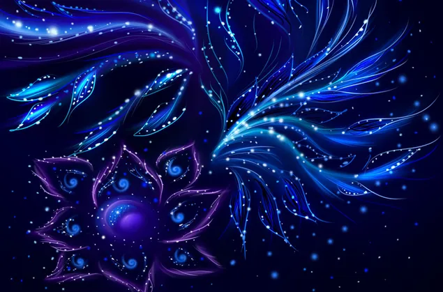 Blume mit blau leuchtenden Lichtern gezeichnet herunterladen