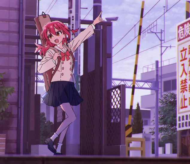 Боки, рок аниме лик, прелепа аниме девојка која се забавља 2K позадина