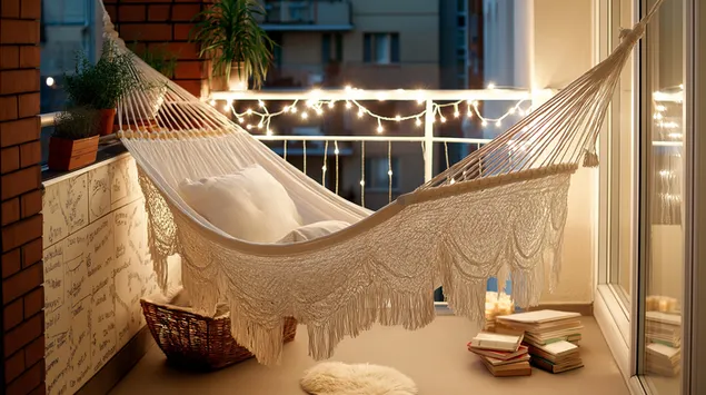 hamac boho ar bhalcoin le soilse sreangain ioslodail