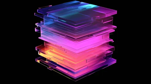 קובייה מפוצלת מודגשת עם זוהר ניאון 4K טפט