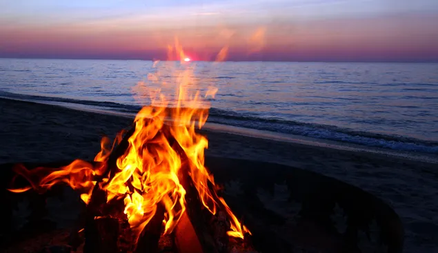 沙灘上的篝火下載