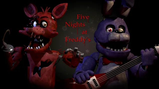 Bonnie dhe Foxy për pesë net në Freddy's 4K sfond