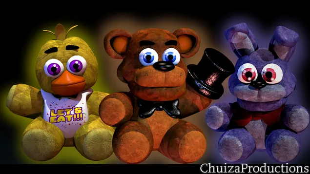 Bonnie, Chica en Freddy Fazbear knuffel