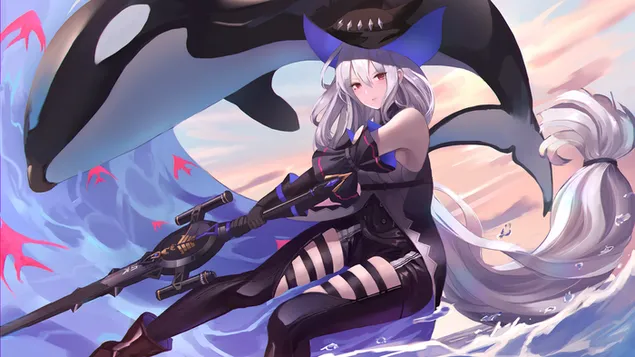 Bounter Hunter 'Skadi' - Arknights (Video lojë anime) 4K sfond