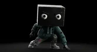 어둠 속에 앉아 깊은 외로움을 느끼며 아래를 내려다보는 상자 캐릭터 바탕 화면 배경 4K 배경화면