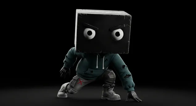 Tapeta Postava krabice sediaca v tme a pozerajúca sa dole s hlbokou osamelosťou pre pozadie pracovnej plochy 4K