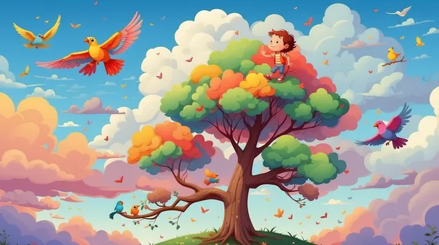 Çocuk ve kuşlar HD duvar kağıdı