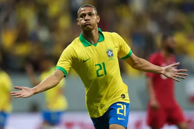 Brazil national team player Richarlison celebrates goal