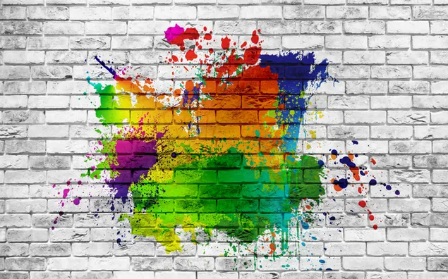 Hình nền Tường gạch, trắng, thêu, thoa, màu, phun, nền đầy màu sắc HD