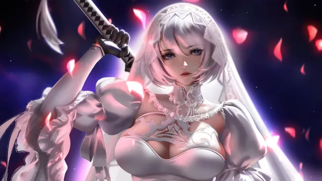 花嫁'YoRHa2B'-NieR Automata（ビデオゲーム） 4K 壁紙