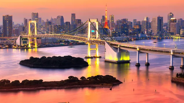 Muat turun Jambatan dan pemandangan laut Jepun Tokyo