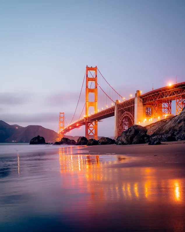 Bro, Arkitektur, Lys, Golden Gate Bridge 4K tapet