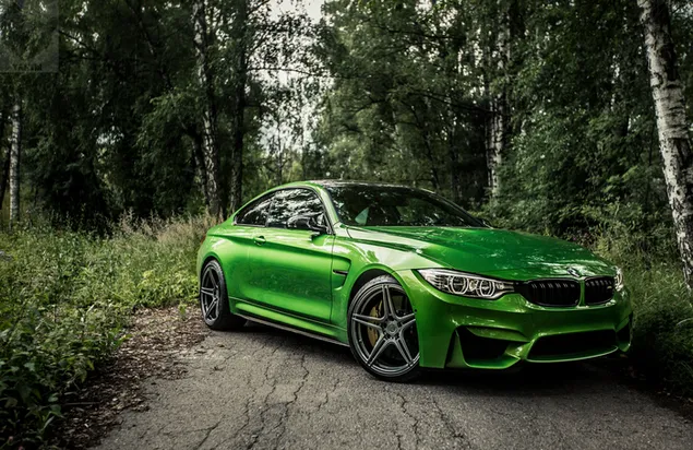 Descărcare BMW M4 verde strălucitor în pădure