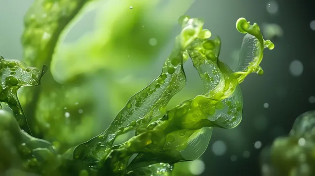 Alga Caulerpa verde brillante che scorre con grazia sott'acqua 8K sfondo