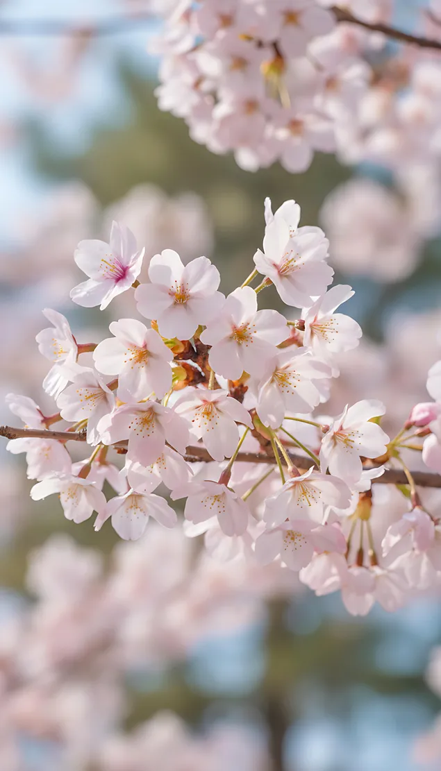 Ярко сакура на слънчева светлина 2K тапет