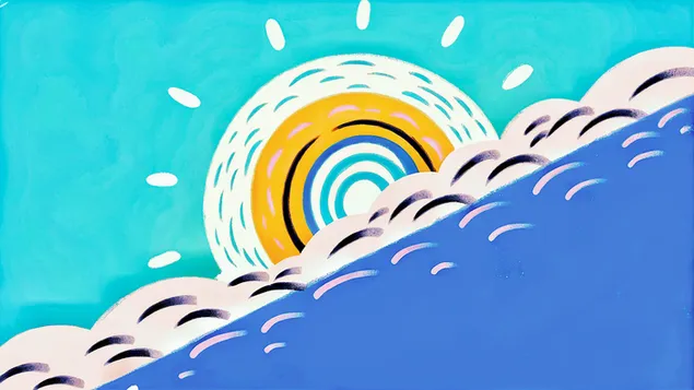 Drita e ndritshme e diellit ndriçon qiellin me re me një shkëlqim të lehtë ylberi 4K sfond