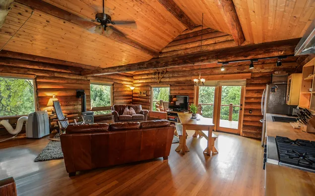 Brunt trähus, timmerhus, rustikt, land, pionjär, gård HD bakgrund