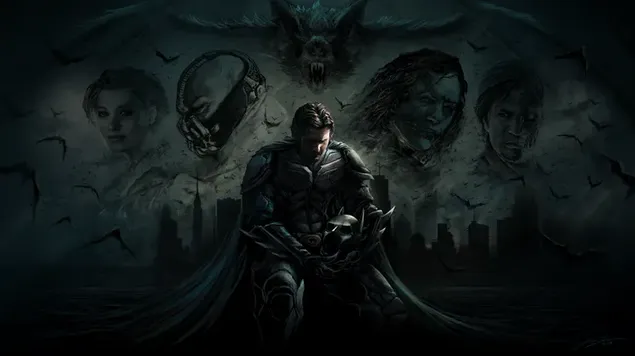 bruce wayne als batman en zijn verhaal schurken die achter hem laten zien download