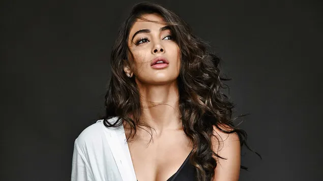 Brunette curly haired Indian actress Pooja Hegde