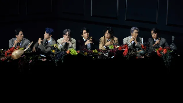 Miembros de BTS [Bangtan Boys] en la sesión de fotos del MV de 'Map of The Soul: 7' [2020] 4K fondo de pantalla