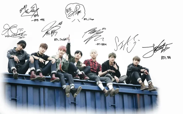 Los chicos de BTS juntos y el autógrafo que se muestra arriba descargar