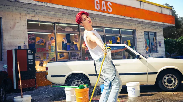 BTS Jimin en sesión de fotos de lavado de autos para 'Butter' MV (2021)