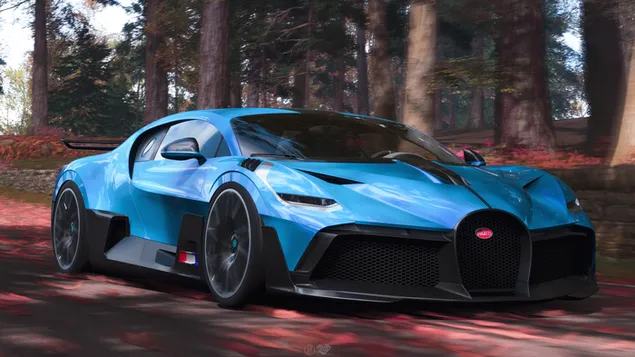 Bugatti Chiron blauw 4K achtergrond