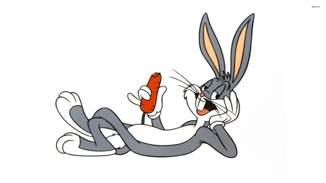 Bugs bunny karakter kartun kelinci ceria memegang wortel unduhan