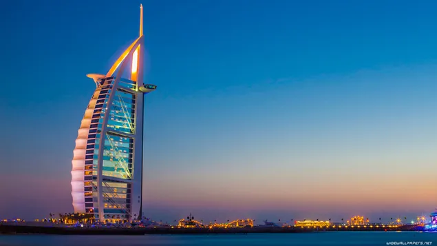 Burj al arab dubai, verenigde arabische emiraten 's nachts download