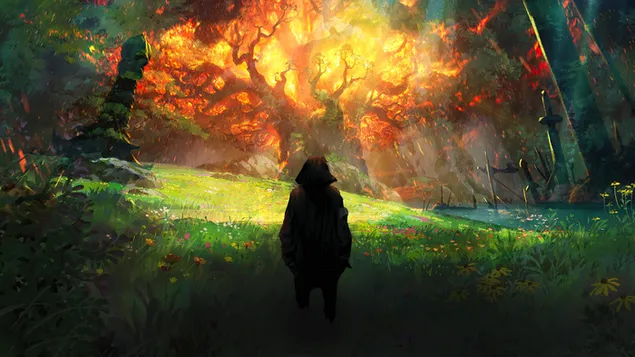 Burning 'Teldrassil' - World of Warcraft (WoW) 4K wallpaper