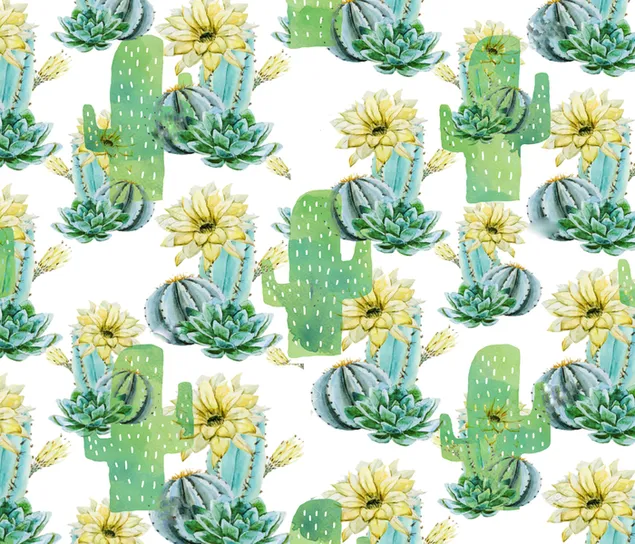Kaktus Wüstenbäume Muster 2K Hintergrundbild