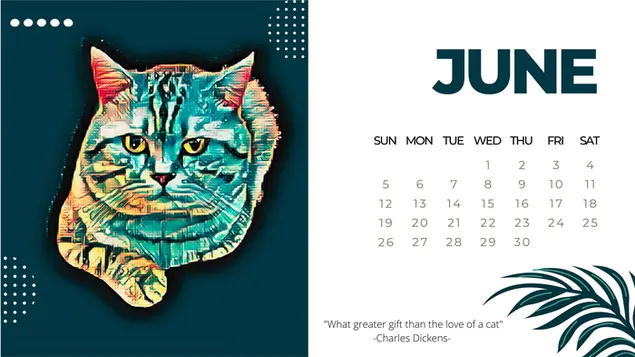 Kalender Juni 2022 dengan Cat unduhan