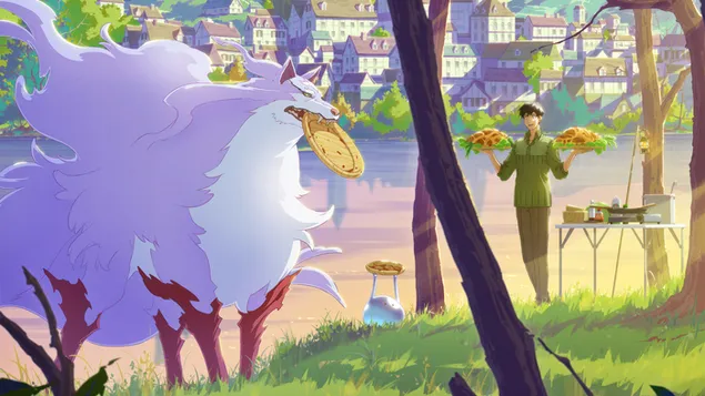 Шпалери Готуємо їжу біля багаття в іншому світі з аніме-готуванням My Absurd Skill 4K