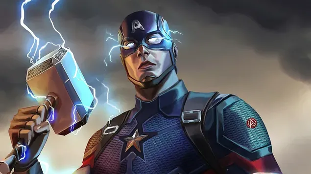 Captain America Hold Mjolnir