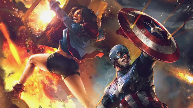 Captain America & Miss America 8K kertas dinding