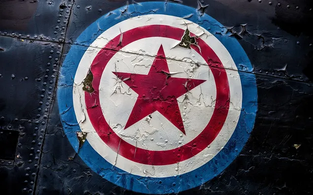 キャプテンアメリカ映画のスーパーヒーロー青白赤と星の盾の描画
