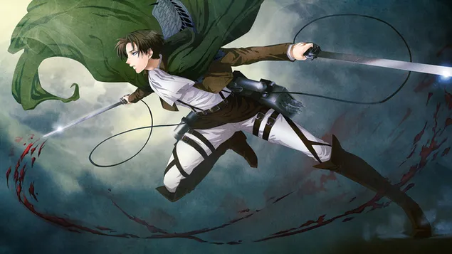 Levi sitting on the steps with his sword HD wallpaper download