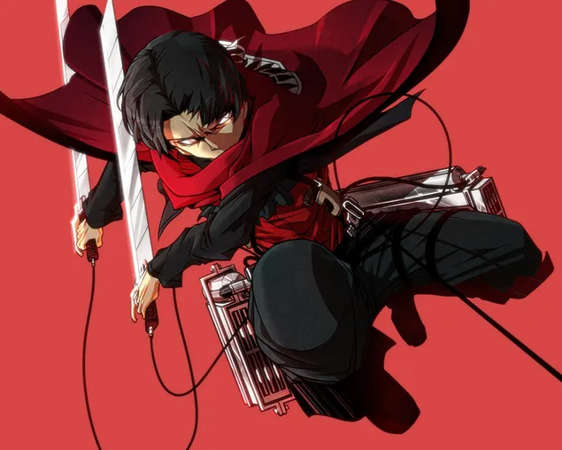 Capitán Levi usando sus armas de maniobra 3D HD fondo de pantalla