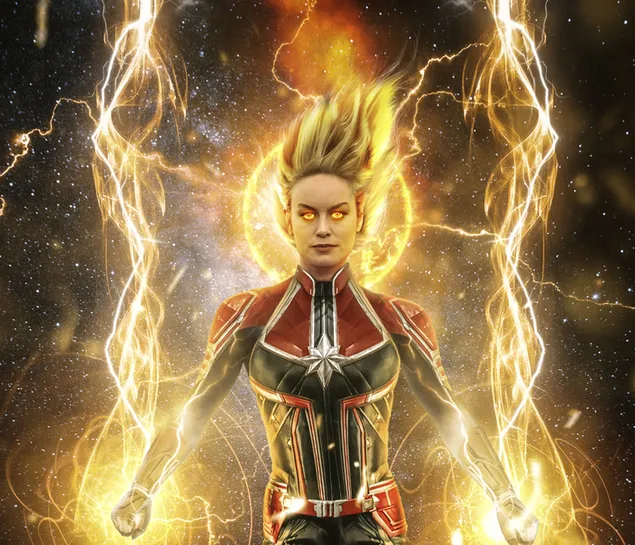 Páipéar balla Scannán Captaen Marvel - laoch Marvel2K