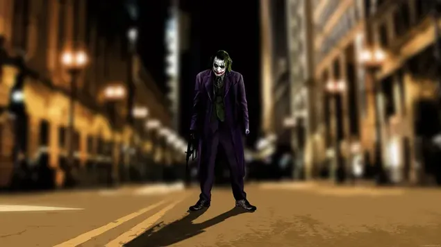 Cartoon drawing of joker movie character in the street