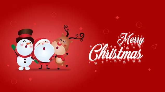 Cartoon of Santa & his friends with Xmas wishes  download