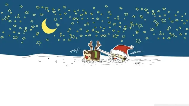 caricatura, santa, con, divertido, raindeer