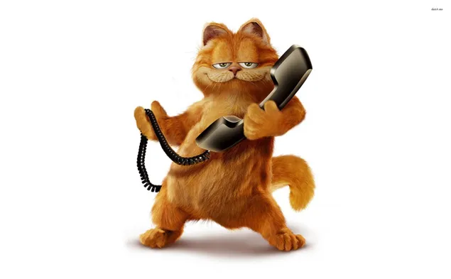 Tegnefilm træg karakter Garfield med telefon 2K tapet