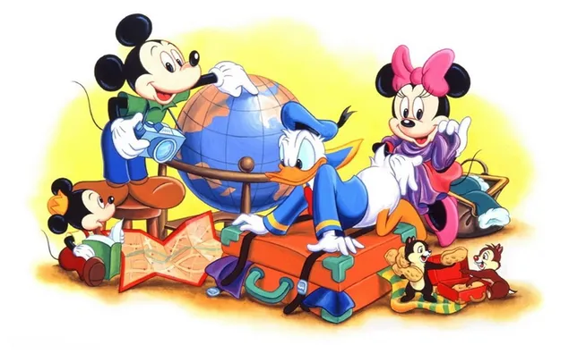 Cartoons disney bedrijf mickey mouse donald duck minnie mouse 2K achtergrond
