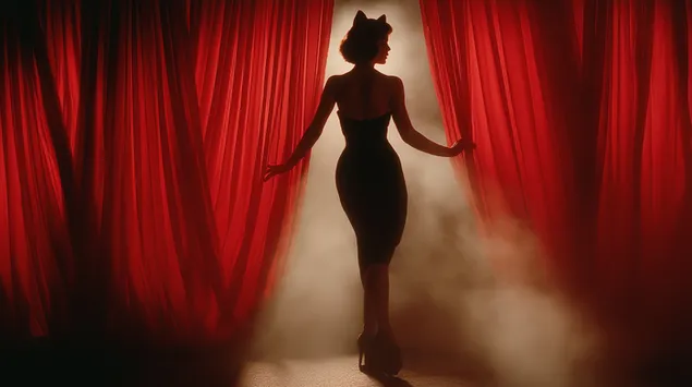 silueta zeny s kocicimi usima stahnout