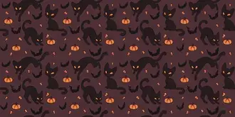 Кошки, летучие мыши и тыквы HD обои