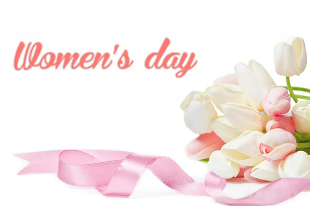 Feiern Sie den Frauentag mit einem Strauß weißer rosa Tulpen HD Hintergrundbild
